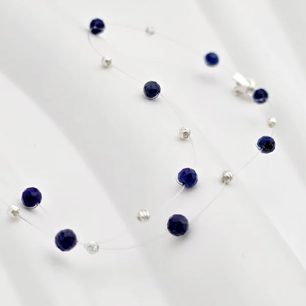Choker Nyaklánc – Lapis Lazuli és 925 Sterling Ezüst Golyók