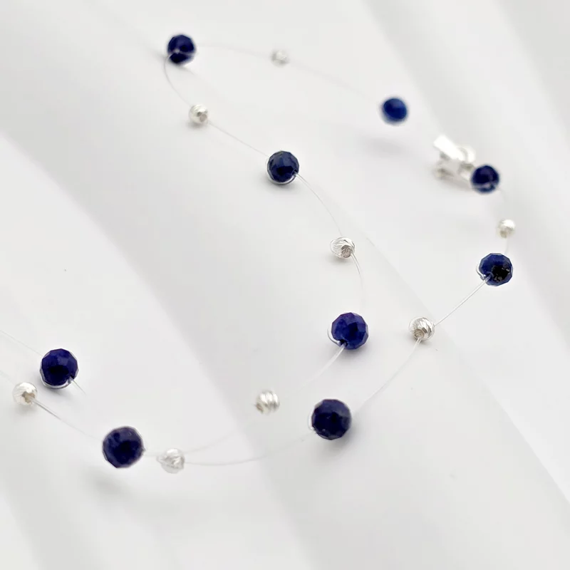 Choker Nyaklánc – Lapis Lazuli és 925 Sterling Ezüst Golyók