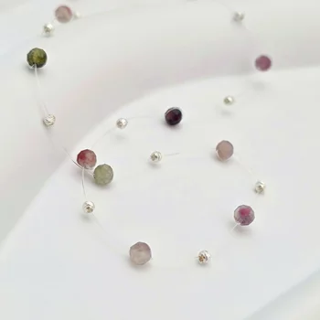 Choker Nyaklánc – Turmalin és 925 Sterling Ezüst Golyók