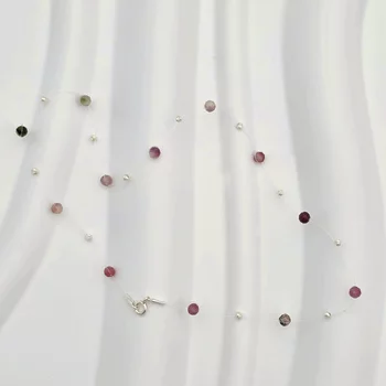 Choker Nyaklánc – Turmalin és 925 Sterling Ezüst Golyók