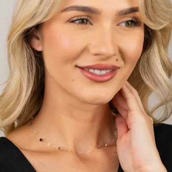 Choker Nyaklánc – Turmalin és 925 Sterling Ezüst Golyók
