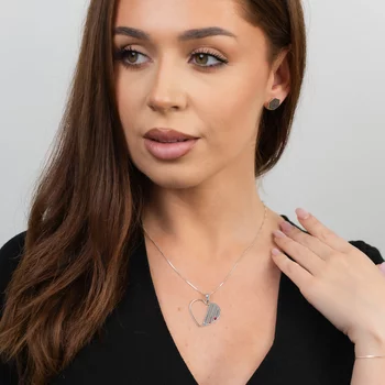 Családi Szív Nyaklánc - 925 Sterling Ezüst - 3 Név és Swarovski Kristályok