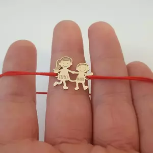 Családtag Karkötő - 2 Tagú 14K Sárga Arany - Állítható Zsinór