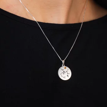 Csillagkép Érme Nyaklánc - 925 Sterling Ezüst Swarovski Kristály - Körkapocs