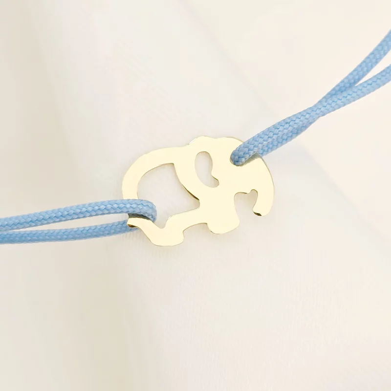 14K Kivágott Elefánt Karkötő állítható zsinórral