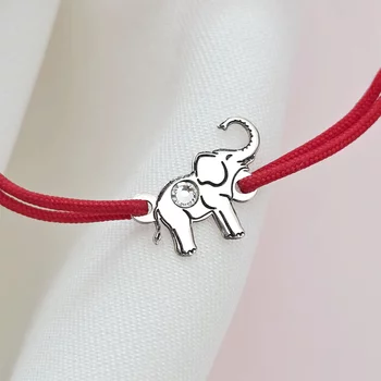 Ezüst Elefánt Karkötő Swarovski kristállyal és állítható zsinórral