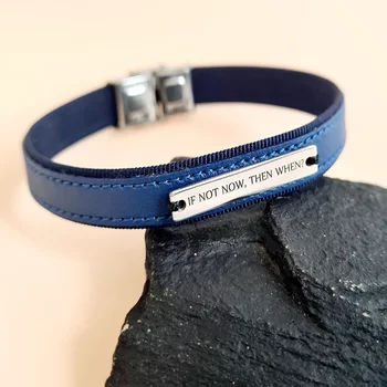 Elegáns Férfi Bőr Karkötő Ezüst Lemezzel K