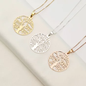 Életfa Nyaklánc - Személyre Szabott Nevekkel -  925 Sterling Ezüst - Körkapocs