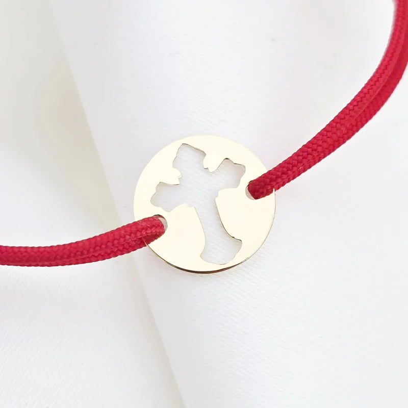 14K Kivágott Kereszt Karkötő állítható zsinórral