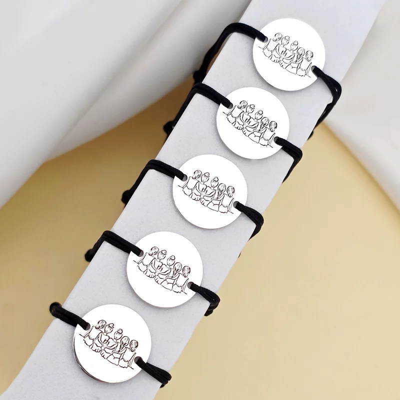 Ezüst Karkötő Szett állítható zsinórral - 5 Nővér/Barátnő