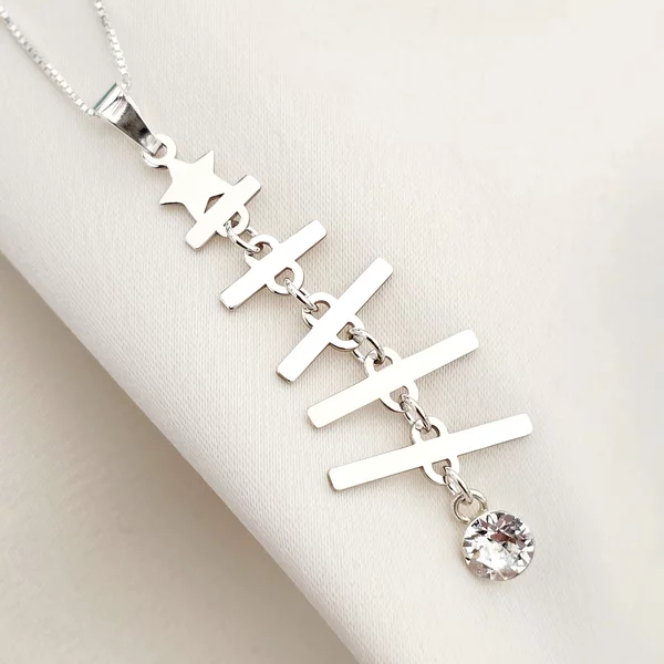 Ezüst Feldiszített Fa Nyaklánc Swarovski kristállyal