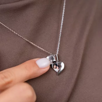 Ezüst Fényképes Szárnyas Szív Nyaklánc