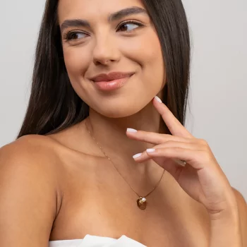 Nyaklánc gyöngycseppel és fotógravírozással – Megörökített elegancia – 18K arannyal bevont 925-ös ezüst