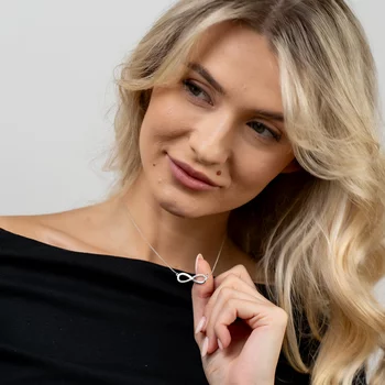 Ezüst Nyaklánc Cirkónium kristállyal - Végtelen - 2 Névvel - 925 Sterling Ezüst