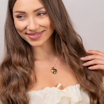 Fényképes Nyitható Szív Nyaklánc - 18K Sárga Aranyozott 925 Sterling Ezüst