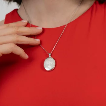 Fényképes Ovális Életfa Nyaklánc - Eternal Tree - Ródiumozott 925 Sterling Ezüst