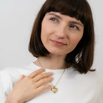 Fényképes Szív Nyaklánc - I love you to the moon and back - Ezüst 925 - 18K Sárga Arany Bevonattal