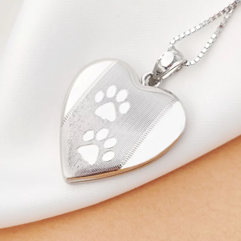 Fényképes Szív Nyaklánc - Little Paws -  Ezüst 925 Ródium bevonattal