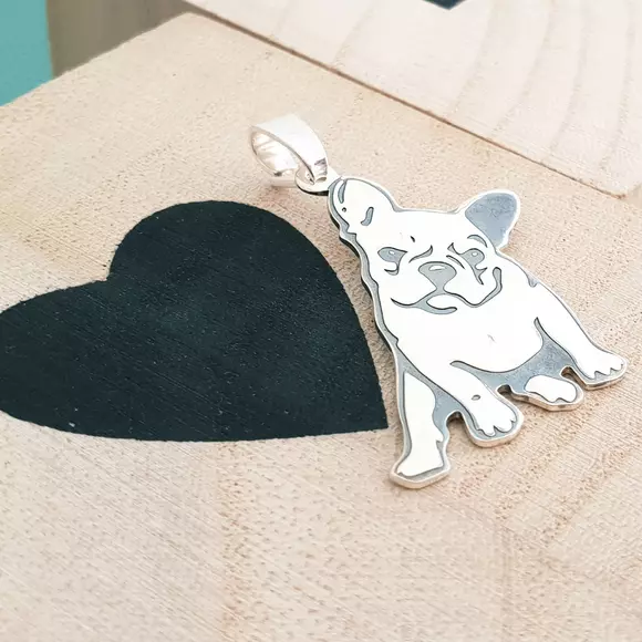 Francia Bulldog Medál - 925 Sterling Ezüst - Körkapocs