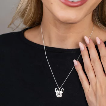 Francia Bulldog Medál Nyaklánc – 18 mm – Forzatina Lánc – 925 Sterling Ezüst