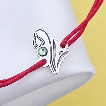 Ezüst Hóvirág Karkötő Swarovski kristállyal és állítható zsinórral