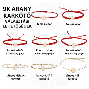 Gravírozott Fénykép Karkötő - Közös Emlékek - 9K Sárga Arany Érme- Állítható Zsinór