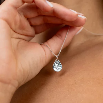 Gravírozott Fénykép Nyaklánc - Egy Csepp Emlék - Dombormű Gravírozás - 925 Sterling Ezüst