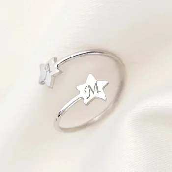 Ezüst 2 Csillag Állítható Méretű Gyűrű