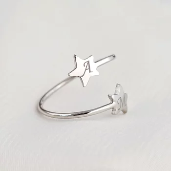 Ezüst 2 Csillag Állítható Méretű Gyűrű