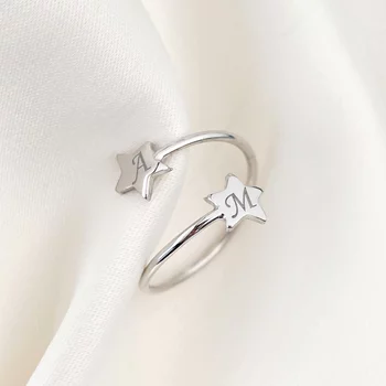 Ezüst 2 Csillag Állítható Méretű Gyűrű