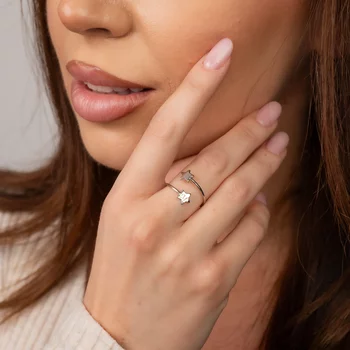 Ezüst 2 Csillag Állítható Méretű Gyűrű