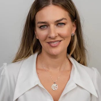 Harmónia Életfa Nyaklánc  - 3 Név - 925 Sterling Ezüst  Swarovski Kristály - Körkapocs