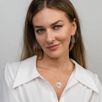 Harmónia Életfa Nyaklánc  - 5 Név - 925 Sterling Ezüst  Swarovski Kristály - Körkapocs