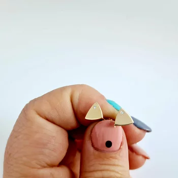 Háromszög Fülbevaló - 14K Sárga Arany - Természetes Gyémánt - Stekkeres