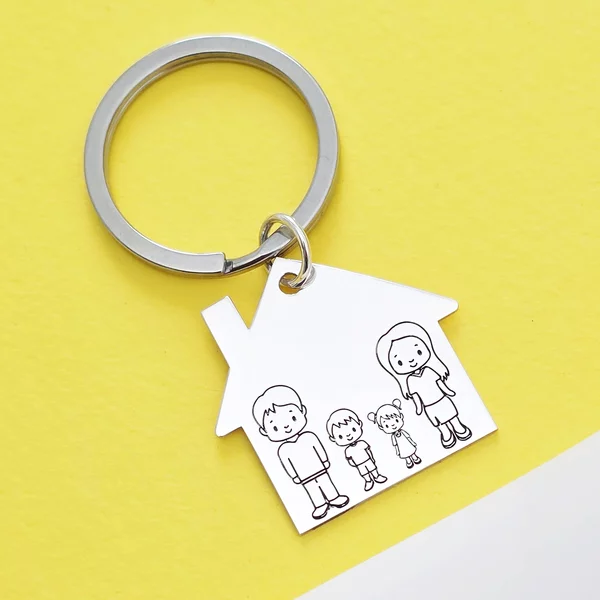 Ezüst 4 Tagú Családi Kulcstartó