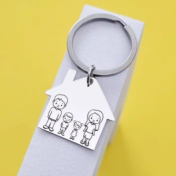 Ezüst 4 Tagú Családi Kulcstartó