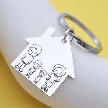 Ezüst 4 Tagú Családi Kulcstartó