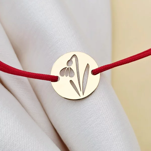 Hóvirág Karkötő - 18K Sárga Aranyozott 925 Sterling Ezüst - Állítható Zsinór