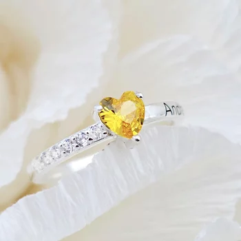 Ígéret Gyűrű – Szív alakú Cirkónia Kristály és Név – 925 Sterling Ezüst