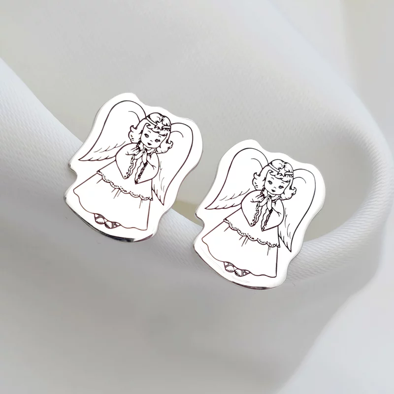 Karácsonyi fülbevaló - Karácsonyi angyal - Ezüst 925, csavar