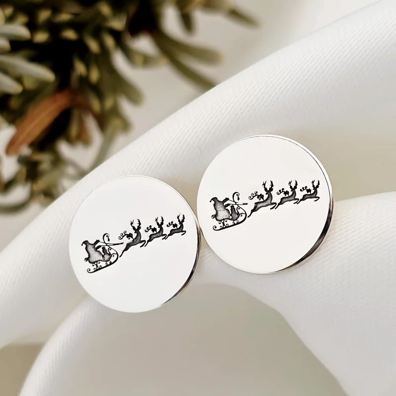 Karácsonyi fülbevaló - Mikulás szán - Ezüst 925, csavar