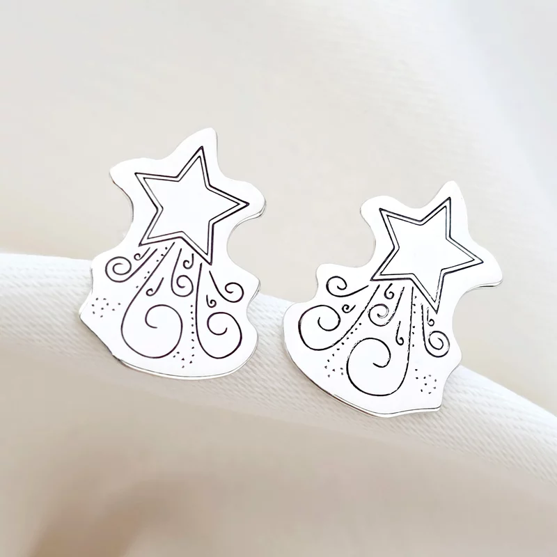 Karácsonyi fülbevaló - Rising star - Ezüst 925, csavar