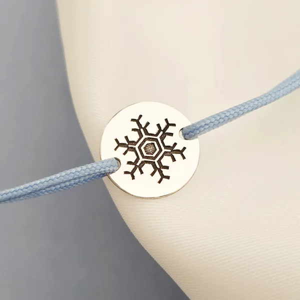 Karácsonyi karkötő - Csendes hó kívül - Ezüst 925, állítható zsinór különböző színekben