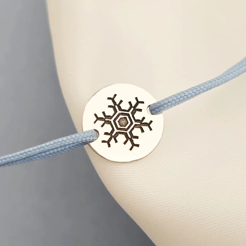 Karácsonyi karkötő - Csendes hó kívül - Ezüst 925, állítható zsinór különböző színekben