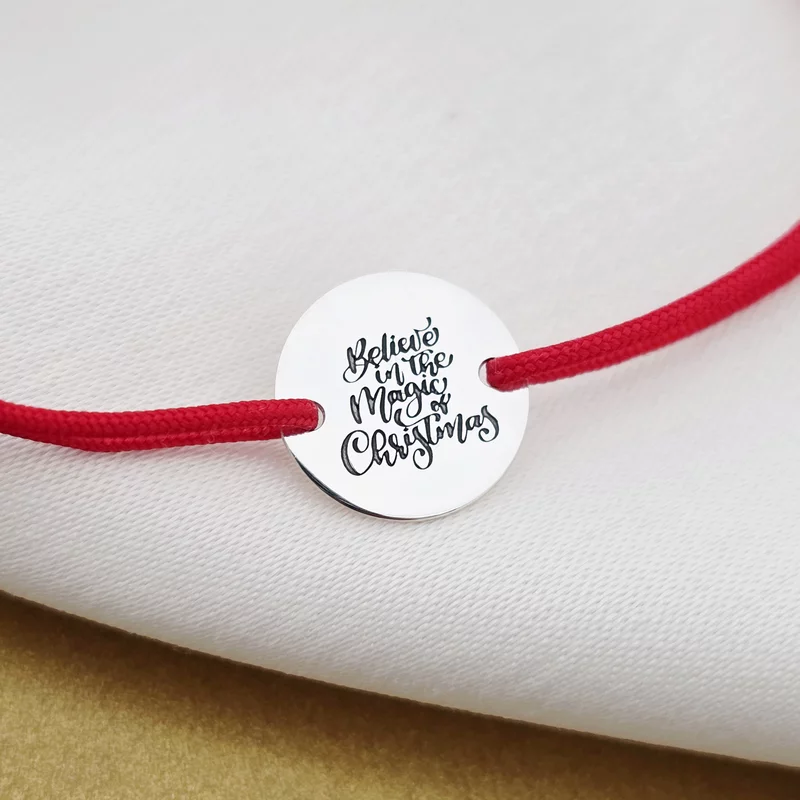 Karácsonyi karkötő - Karácsony varázsa - Ezüst 925, állítható zsinór különböző színekben