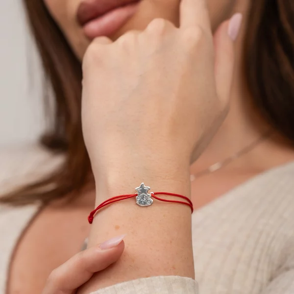 Karácsonyi karkötő - Rising star - Ezüst 925, állítható zsinór többféle színben