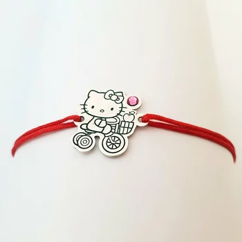 Ezüst Hello Kitty Karkötő Swarovski kristállyal és állítható zsinórral
