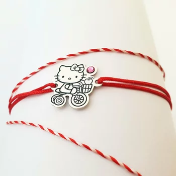 Ezüst Hello Kitty Karkötő Swarovski kristállyal és állítható zsinórral