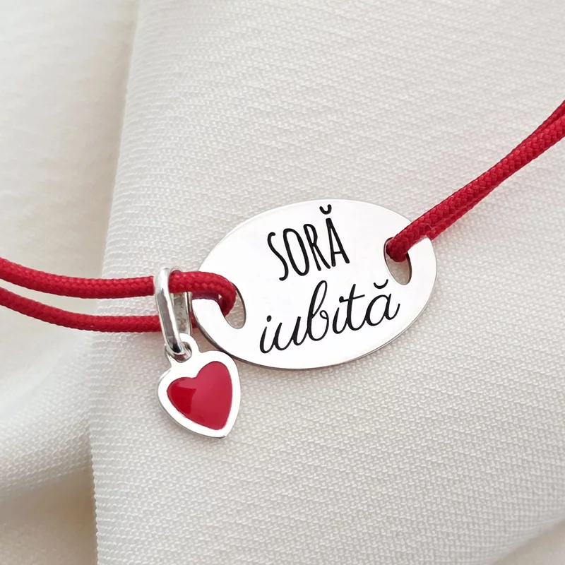 Karkötő Választható Charmmal– Szeretett Nő – 925 Sterling Ezüst Ovális Medál - Állítható Zsinórral