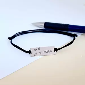 Ezüst Karkötő - Kézírás - 925-ös Ezüst lemez, állítható zsinór